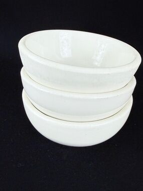 3 Vintage Warwick 1942-43 Bowls Cereal Soup Restaurant Ware Porcelain USA WWII